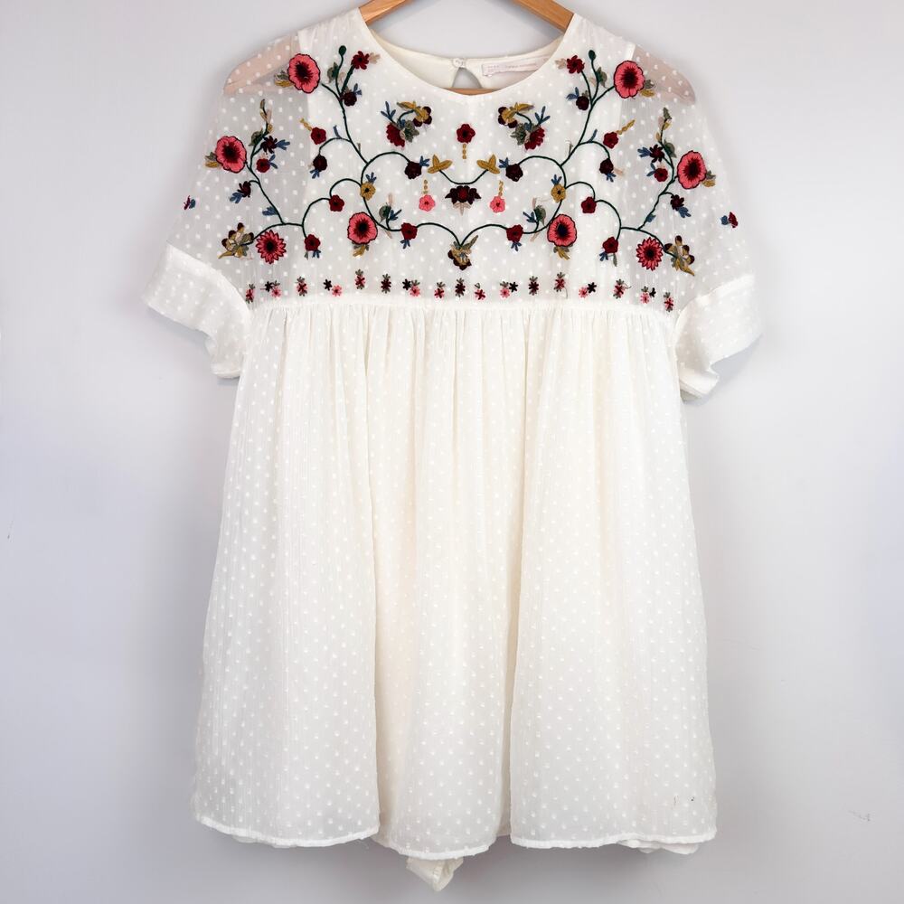 Zara Women's Dress/Romper Size S | Trafaluc Collection Floral White